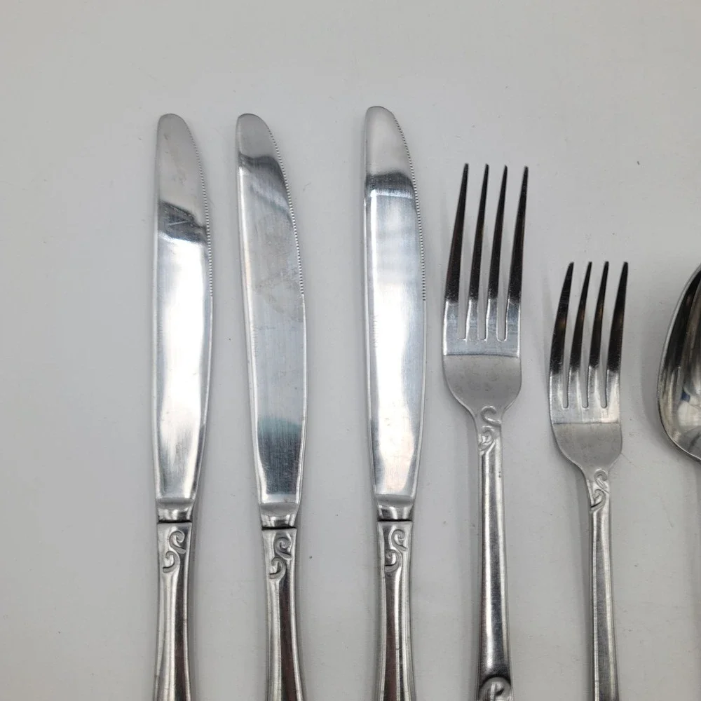 7pc Oneida Stanhope Stainless Flatware Set Dinner Salad Fork Knife Tablespoon